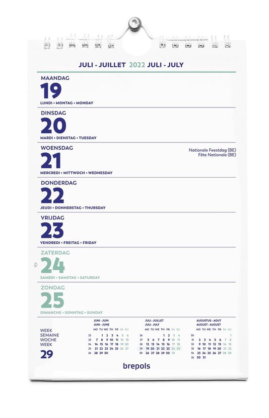 Brepols Kalender 2022 - Wand-week kalender - spiraal - 13,5 x 21 cm |  bol.com