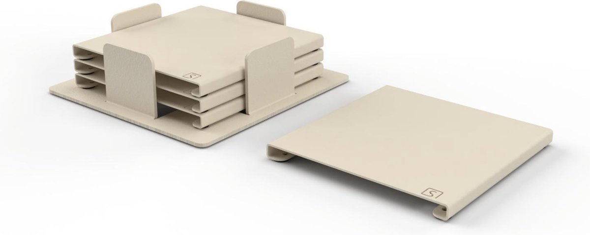 Onderzetters | Klein | Vierkant | Hittebestendig | Gepoedercoat | Metaal | Aluminium | 4 Pack | Parel Wit - Crème