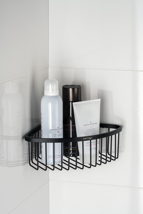 Support de douche Sagittarius One 80S1-B Zwart | Support de douche Zwart | Panier de douche Profondeur 8cm | Support de Douche pour salle de bain | Support de douche Corner