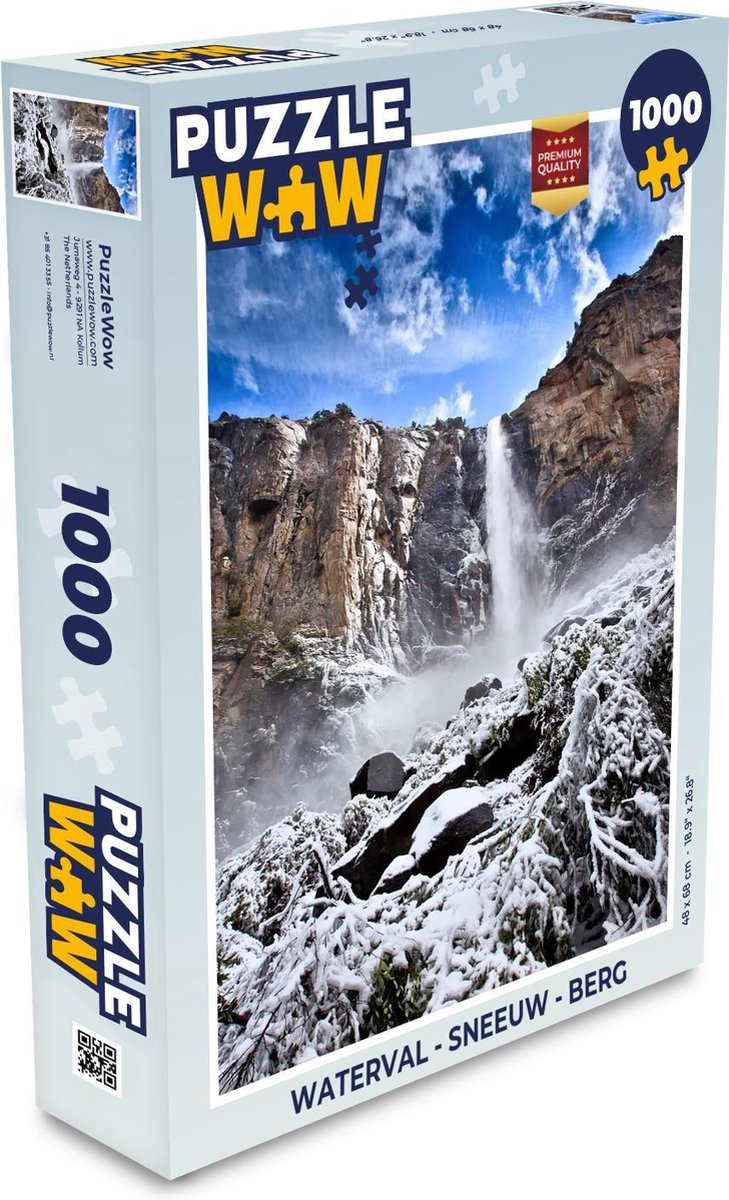Afbeelding van product PuzzleWow  Puzzel Waterval - Sneeuw - Berg - Legpuzzel - Puzzel 1000 stukjes volwassenen