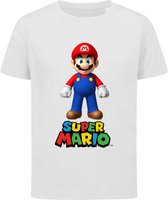Super Mario - Nintendo - T-shirt kinderen - Maat 98/104 - 3-4 jaar - T-shirt wit korte mouw