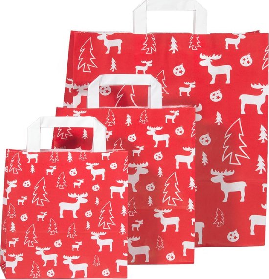 Grote kersttassen, geschenkzakken, 12 stuks