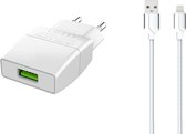 Premium USB Oplader inclusief lightning kabel van 1 Meter - Apple iPhone 11/11 PRO/ XS/ XR/ X/ iPhone 8/ 8 Plus/ iPhone SE/ etc. - Oplaadkabel wit
