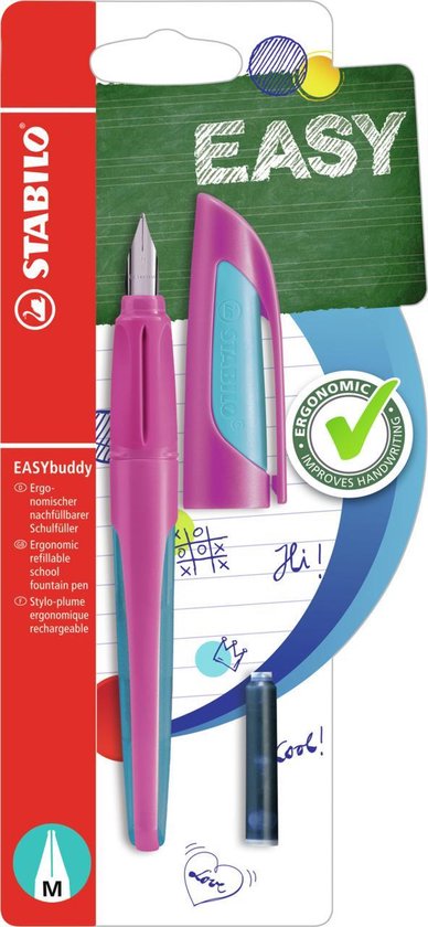 STABILO EASYbuddy - Ergonomische Vulpen - Roze/Licht Blauw - Standaard M Punt Voor Rechtshandigen