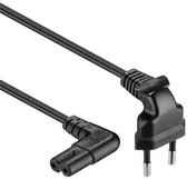 C7 apparaatsnoer - Haakse C7 plug - Haakse Euro stekker - Zwart - 7.5 meter - Allteq