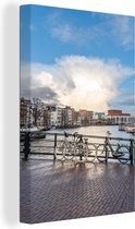 Peintures sur toile Amsterdam - Vélo - Nuages - 80x120 cm - Décoration murale