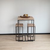 Urban Living - Hoge Bartafel met 2 Barstoelen/krukken