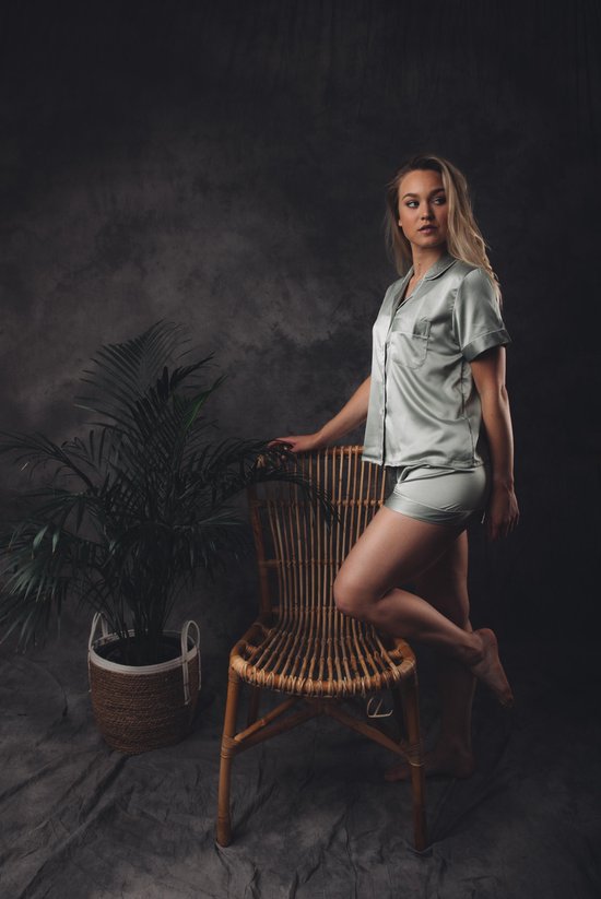 Pyjama satin femme, vert, taille plus taille XL/ XXL, satin de qualité AA, Cadeau Uniek femme,