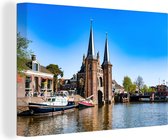 Canvas Schilderij Friesland - Boot - Sneek - 90x60 cm - Wanddecoratie