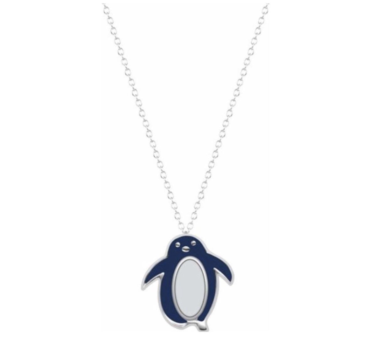 Bijoux by Ive - Ketting - Pinquin hanger - Zilver en blauw - 44cm