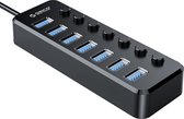 ORICO USB 3.0 hub met 7 poorten en aan/uit schakelaars - zwart