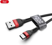 Joyroom - USBC1 - PZOZ nylon USB-C oplaadkabel - 0.25m - Rood