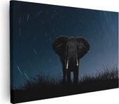 Artaza Canvas Schilderij Olifant Omringd Met Sterren - 90x60 - Foto Op Canvas - Canvas Print - Muurdecoratie