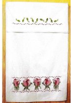 Overhanddoek roze bloemen borduren (pakket)