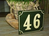 Emaille huisnummer 18x15 groen/creme nr. 46