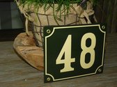 Emaille huisnummer 18x15 groen/creme nr. 48