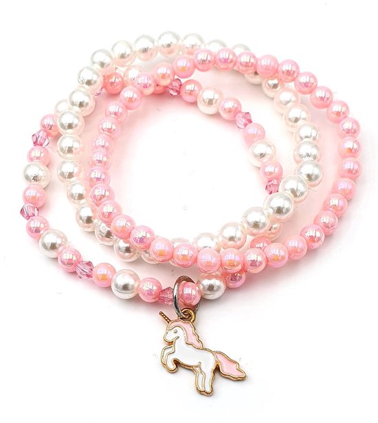 Ensemble de bracelets 3 pièces bracelet en perles pour enfants filles rose avec pendentif licorne