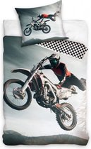 dekbedovertrek motorcross 140 x 200 cm katoen grijs