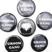 6-delige Button set Groom to Be en Groom Gang zwart - button - vrijgezellenfeest - bruidegom