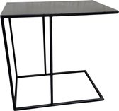 In & Out Deco bijzettafel - banktafel metaal zwart met mdf zwart blad 40x26x58 cm