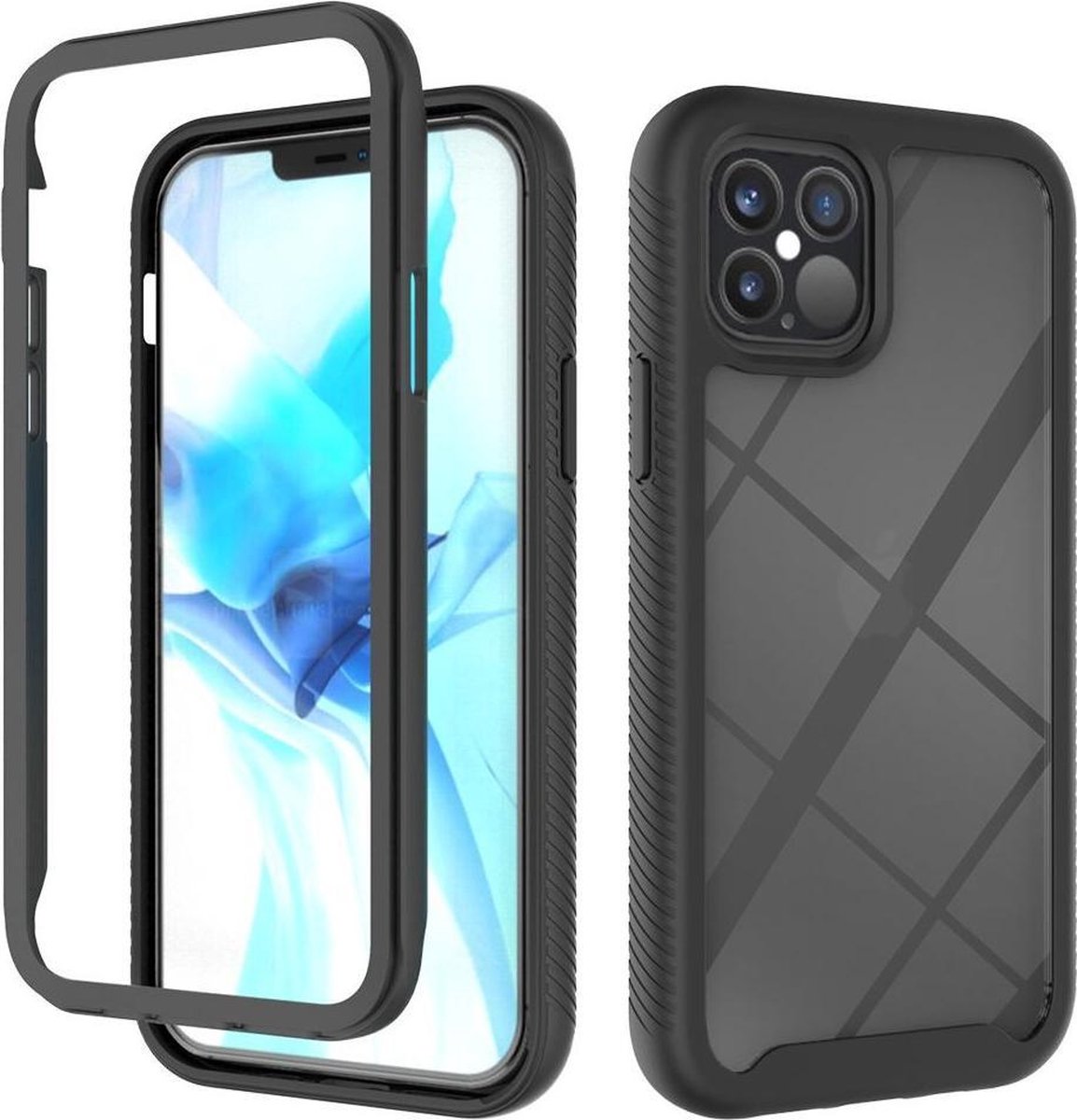 Hoesje Volledig Schokbestendig Cover Zwart Geschikt voor Apple iPhone 12 / 12 Pro