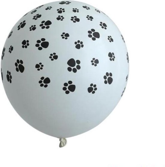 10 x Witte ballonnen | Hondenpootjes print | Honden print | Dieren feest | Party | Thema feest
