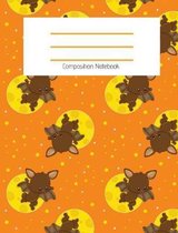Composition Notebook: Cute Bat/Moon/Stars/Halloween Themed Notebook For Girls - Wide Ruled Notebook 7.4 X 9.69 With 120 Pages School Notebook