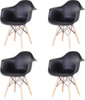 Eetkamerstoel - set van 4 kuipstoelen - Kuipstoel met armleuning - Zwart