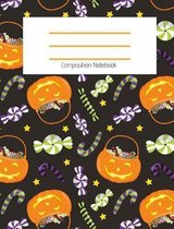 Composition Notebook: Cute pumpkin/Halloween Candy/Candy/Jack o Lantern/ Halloween Themed Notebook For Girls - Wide Ruled Notebook 7.4 X 9.69 With 120 Pages School Notebook