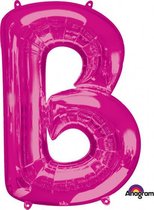 folieballon letter B 58 x 86 cm roze