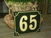 Emaille huisnummer 18x15 groen/creme nr. 65