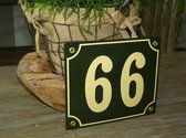 Emaille huisnummer 18x15 groen/creme nr. 66
