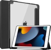 Tablet hoes geschikt voor iPad 2021 - 10.2 Inch - Transparante Case - Tri-fold Back Cover - Zwart