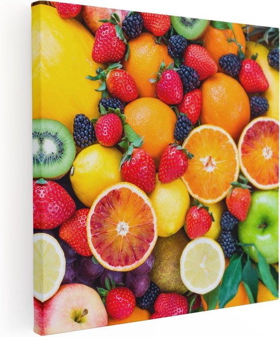 Artaza Peinture Sur Toile Fond De Fruits Colorés - 70x70 - Tableau Sur Toile - Impression Sur Toile