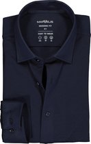 MARVELIS jersey modern fit overhemd - donkerblauw tricot - Strijkvriendelijk - Boordmaat: 46