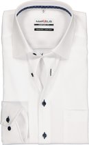 MARVELIS Comfort Fit overhemd - wit structuur (contrast) - Strijkvrij - Boordmaat: 48