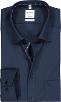 OLYMP Tendenz modern fit overhemd - donkerblauw  (contrast) - Strijkvriendelijk - Boordmaat: 40