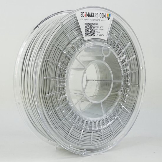 3D4Makers - PLA Filament - 1.75mm - 750 gram - Light Grey