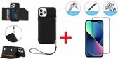 2-in-1 PU Lederen Wallet Hoesje Met Full Cover Tempered Glass Screenprotector Geschikt Voor Apple iPhone 13 Pro (6.1 Inch) - Portemonnee Back Standaard - Kaarthouder Card Case Met Pasjes Houd