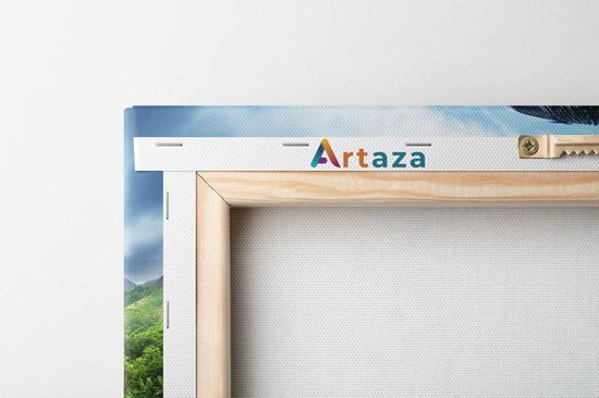 Artaza Canvas Schilderij Jungle - 90x30 cm - Wanddecoratie Zeezicht - Muurdecoratie Tropisch Landschap - Schilderijen Op Canvas Bergen