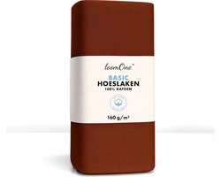 Loom One Hoeslaken – 100% Jersey Katoen – 140x200 cm – tot 25cm matrasdikte– 160 g/m² – Bruin