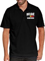 Belgie kampioen supporter poloshirt op borst zwart voor heren - EK/ WK poloshirt / outfit S