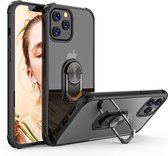 Apple iPhone 13 Pro Max Hoesje Zwart - Anti Shock Kickstand Ring Case
