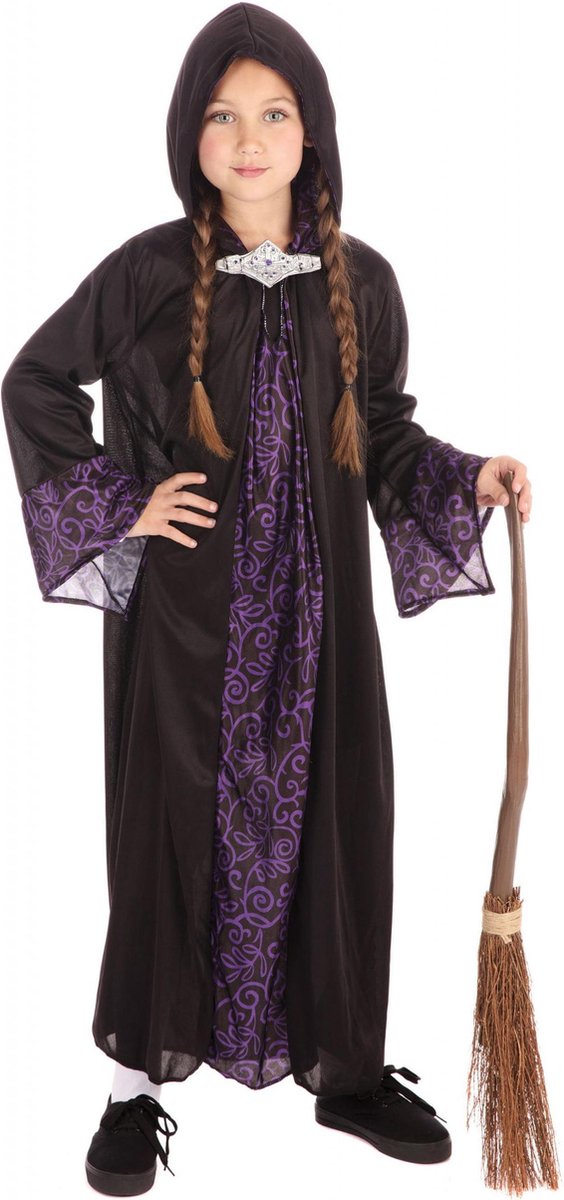 Afbeelding van product Bristol Novelty Ltd  Halloween - Tovenaar cape kinderen / Halloween verkleedkleding voor kids - zwart/paars 116  - maat 116