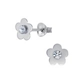 Joy|S - Zilveren bloem oorbellen - kristal - 7 mm