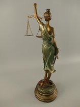 Vrouw Justitia - Beeld - Polyresin - 53cm - Groen - Bruin