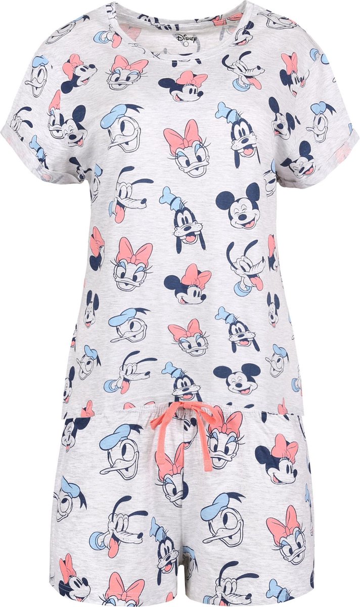 Disney Grijze pyjama met korte broek en een kleurrijk patroon van MICKEY DISNEY MOUSE