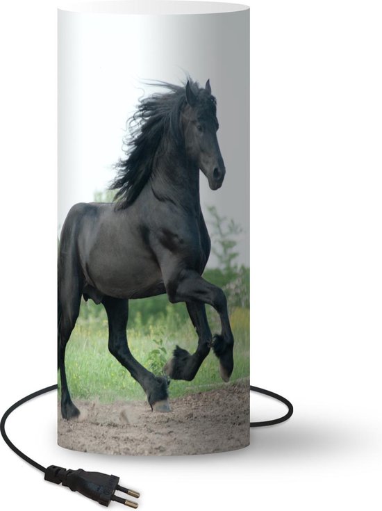 Lampe Paarn - Cheval noir au galop - Hauteur 33 cm - Ø14 cm