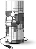 Lamp Wereldkaart Mondriaan-origineel - zwart wit - 54 cm hoog - Ø23 cm - Inclusief LED lamp