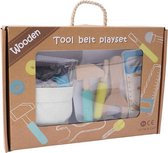 CGB Giftware Little Tribe Wooden Tool Belt Set & Work Belt | Building and Construction Pretend Play Set Fully Adjustable Belt Straps | 3+ | In Gift Box